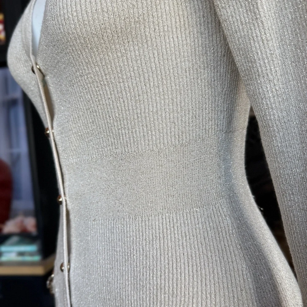 White House Black Market Cardigan | Size Small | Neutral Knit Sweater - Picture 6 of 8